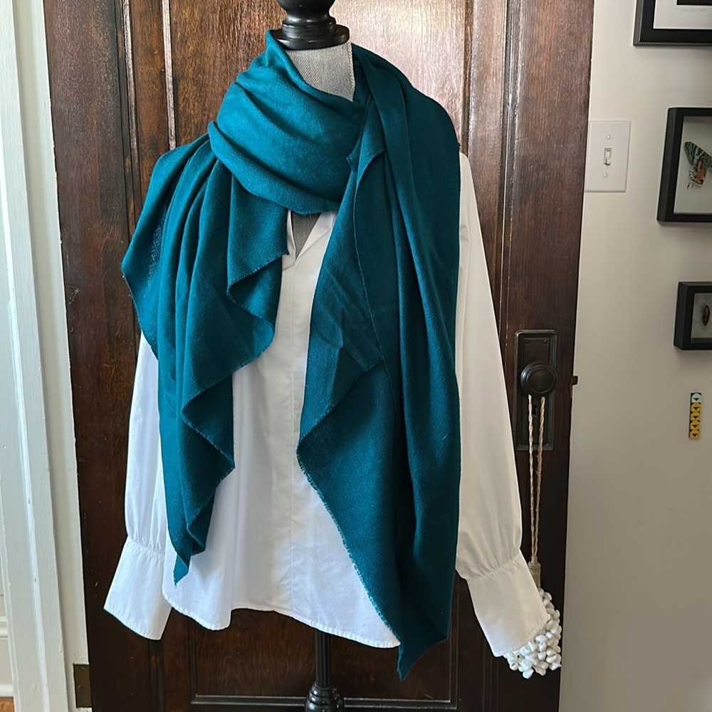 Ahujasons Premium Designer Artisan Crafted Handloomed Cashmere Pashmina Teal